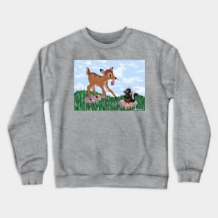 Bambi and Flower in the Flowers FULL COLOR Crewneck Sweatshirt